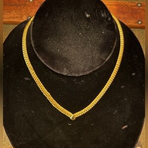Braided gold toned V shaped choker